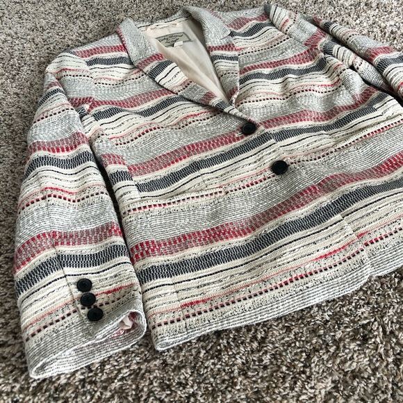Lucky Brand 2-button cotton blend stripe blazer 8 - Picture 2 of 4
